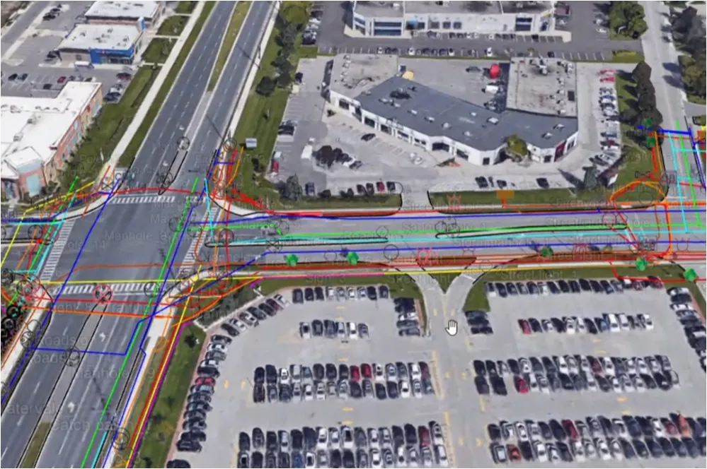 Mapped infrastructure corridor used for route planning