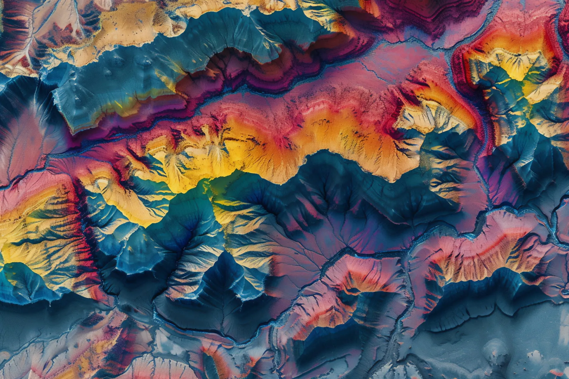 Abstract colorful topographic map artwork of Ontario terrain